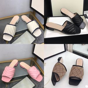 Women's Slides Sandals Designer Mules Double Metal Leather Summer Chain Flats Beach Sandal Strap Slippers Flip-flops 374