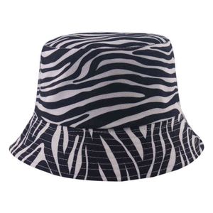 2020 neue Mode Reversible Schwarz Weiß Gestreiften Zebra-Print Eimer Hüte Für Frauen Gorras Fisherman Caps Sommer G220311