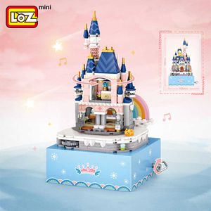 Loz Diamond Mini Building Block Fada Conto de Fadas Princesa Castelo Monte Tijolos Figura Música Caixa de Música Brinquedos Educativos para Meninas Presente 1220 Y0816