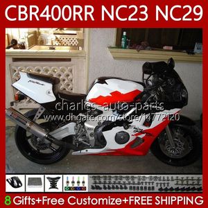 Kit de carroçaria para Honda CBR 400 RR Vermelho Branco CC 400CC NC23 NC29 88 89 90 91 92 93 CORPO 65NO.55 CBR400RR CBR 400RR 1988 1989 1990 1991 1992 1993 CBR400 RR 88-99 OEM Feeding