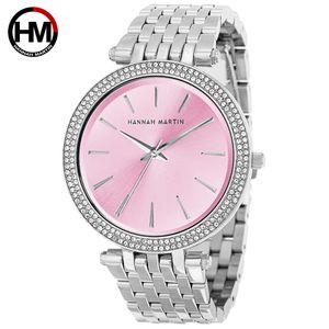 Watch Rhinestone Pink Gold Diamond Business Fashion Wodoodporne Zegarki Ladies Quartz