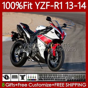 100% passform OEM Fairings för Yamaha YZF-R1 YZF R 1 1000 CC YZFR1 13 14 moto vit röd blk karosseri 94no.68 yzf r1 1000cc yzf1000 2013 2014 yzf-1000 2013-2014 Injektionsformkropp