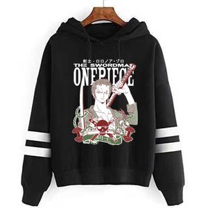 One Piece Hot Anime Blobiew z kapturem z kapturem długi rękaw Casual Loose Hip Hop Cloth Y2302