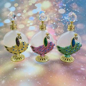30ml Metal Peacock Essential Attar Oil Perfume Bottle Empty Refillable Glass Gift Factory Outlet#896L