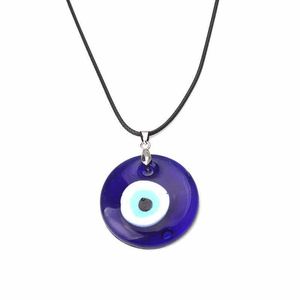 1 collana con pendenti in vetro blu da 30 mm con occhio diabolico per donna, uomo, occhi di tacchino, accessori per gioielli con girocollo fortunato