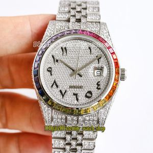 eternity Watches Latest products 126334 228349 228396 Rainbow Diamonds Bezel Arab Dial 3255 Automatic Iced Out Full Mens Watch 904L Steel Diamond Case And Bracelet