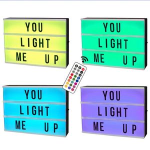 A4 Luces al por mayor-RGB A4 A5 Tamaño LED Caja de luz cinematográfica con DIY Tarjetas de letras Apagado por la batería USB Cine Lightbox LED Night Light
