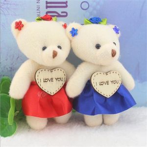 Amarelo amarelo de pelúcia brinquedo urso boneca dos desenhos animados buquê saco flor boneca casamento pequeno presente pequeno pingente 11cm