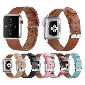 Genuine Leather Watch Strap Business Sport Watchband Top Layer Vintage Unisex Fecho De Metal Para Apple Iwatch Series 6 SE 5 SE 5 4 3 2 1 44MM 40MM42MM 38mm