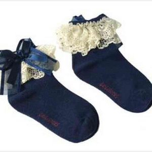 Baby Girls Princess Ruffle Lace Floor Socks Koreansk söt solid färg Bomull Bowknot Socks Kläder Stuff för barn Toddler Kids G1224