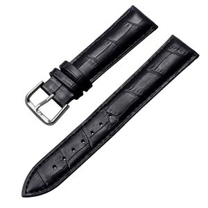 10 12 14 15 15 17 18 20 21 21 22 22 23 24mm Genuine Leather Bands Bandas Watchband Material Macio Banda Pulso de Pulso com cor de prata Fivela de aço inoxidável