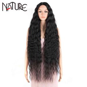 Wholesale ombre 360 lace wig resale online - Nature Loose Wave Hair Synthetic Lace Wig High Temperature Fiber Inch Ombre Blonde Super Long Wavy Hair Wigs For Black Women