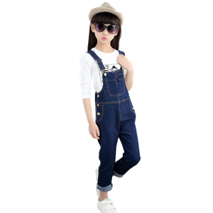 Jumpsuits Menina Denim Romper Meninos Jumpsuit Meninas Adolescentes Roupa Roupa Infantil Big Sólido Geral