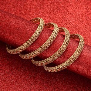 Dubai Gold Bangles for Women Men 24k Color Ethiopian Bracelets African Jewelry Saudi Arabic Wedding Bride Gift Q0717