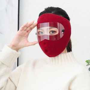 Cycling Caps & Masks Winter Balaclava Face Cover With Clear Goggles Wind-proof Fleece Lined For Cold