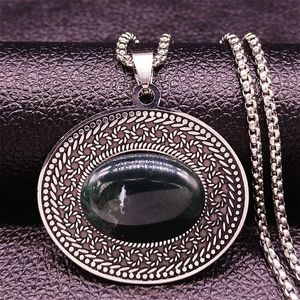 Подвесные ожерелья богемия натуральный камень из нержавеющей стали Женщины серебро серебряный цвет