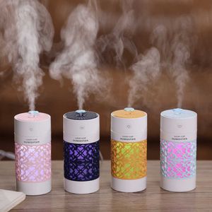 3 In 1 Lucky Cup Humidifier Usb Ultrasonic Aroma Diffuser Mini Essential Oil Lamp With Led Light Fan Car Air Freshener Carton 210724