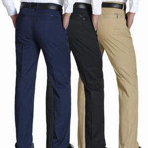 Calças casuais homens 100% algodão tamanho 40 primavera verão reta calça 55-100 kg homens vestir calças quentes confortáveis ​​roupas masculinas 210707