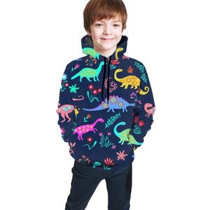 メンズパーカースウェットノイズデザインかわいい恐竜フローラルパターン男の子女の子パーカー原宿子供10代トラックスーツ服ドリップシップ