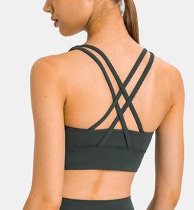 L-02 Cross Back Yoga Bra Running Fitness Padded Sports Tank Tops Gym Clothes Women Underwear Workout Exercise Wear