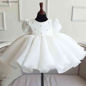 Baby 1st Birthday Party Wedding Dress Pearl Princess Girls Dress Lace Kids Dresses For Girl Baby Baptism Dress Teenage Ball Gown G1129