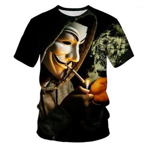 T-shirts 2021v Word Vendetta 3D-utskrift T-tröja Hip-hop clown casual andningsbar kortärmad tröja gata kläder