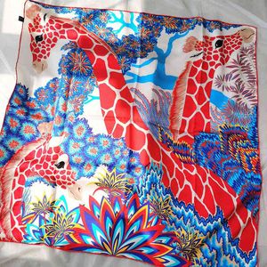 100 % Maulbeere* 90*90 cm Designer Foulard mit handgerollten Kanten 90 x 90 Naturseide *Maulbeerschals Giraffe