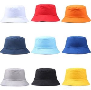 Resor Fisherman Leisure Bucket Cap Solid Färg Mode Mäns Kvinnors Plana Top Wide Summer Outdoor Sports Sun Hat WXY014