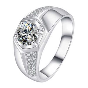 Anéis Mens Cristal Diamante Negócios Anel de Casamento Hexagonal Charmoso Homens Senhora Cluster Styles Band