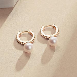 Hoop & Huggie Classic Earrings CZ Stone Pearl Small Huggies Charming Rose Gold Earring Stud Accessories Trendy Jewelry For Women Gifts