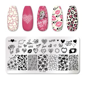 QualityPICT You Valentines Day Nail Stamping Plates Love Rose Flower Stamp Plate Stainless Steel Nail Design Stencil Tools PY-J033