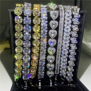 20 style Trendy Female White Gold Filled bracelet Diamond Zircon cz Silver Colors Wedding bracelets for women Fashion Jewerly