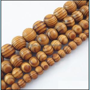 Wood Loose Beads Jewelry Natural Woodgrain Round Spacer Bead Fit Diy Bracelet 6,8,10,12,14 ,16Mm Drop Delivery 2021 4Nhfi