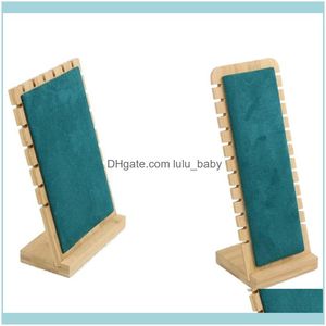Bolsas de joalheria j￳ias ju￭zes de joias de joias 2x Bambu Display Stand Stand Gollace Showcase Pingente Long Chain Hanging Rings Board