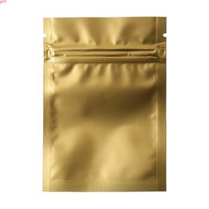 Atacado 7x10cm matte ouro resealable pequeno ziplock pacote de embalagem alimento pacote de amostra auto selo zipper mylar folha de bagast