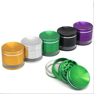 Smoking Aluminum Alloy Metal Grinder Spice Crusher 63mm 4 Layers with Transparent Clear Bottom Cover Concave Top Herb Tobacco Abrader Grinding Device