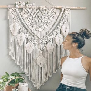 Grande tamanho macrame parede tapeçaria pendurado boémio chique artesanato tecido tapeçaria moderna boho sala de estar quarto decoração de parede 210310