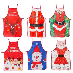 Christmas Santa Claus Apron Baking Women Kitchen Cooking Accessories Men Cafe Aprons Cartoon Xmas Dress