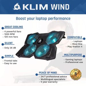 Vento - almofada de refrigeração laptop - a mais poderosa fã de resfriamento de ação rápida - suporte para laptop com 4 fãs de refrigeração em 1200 RPM USB fã compatível
