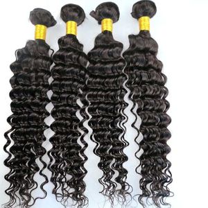 Brazilian Hair Weaves Virgin Human Hair Weft Deep Wave Curly 8 ~ 34INCH Obehandlat Peruvian Malaysian Indian Hair Buntles Extensions