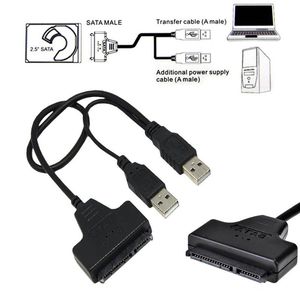 15pin Dual Adaptadores USB Transferindo Controladores de Interface de Computador Cabo 2.0 SATA 7 para 2,5 ou 3 polegadas HDD Laptop Disco Rígido Cabos 50cm