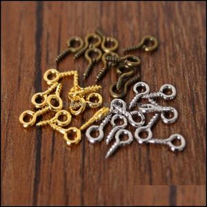 Needles & Components Jewelry8Mm Eyes Small Tiny Mini Eye Pins Eyepins Eyelets Screw Aessories Threaded Sier Clasps Hooks Jewelry Findings Dr