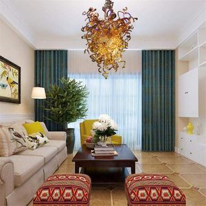 Contemporary chandeliers Lamp Hand blown Glass Crystal Chandelier LED Art Pendant Lamps Gold W80x120CM Indoor Lighting Modern Living Room Decoration