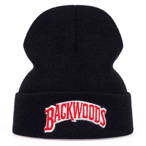 Winter Short Letter Embroidery BACKWOODS Knitted Beanies Hats Men Women Couple Cold Weather Warm wool Cap hip hats casquette Y21111