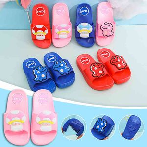 Toddler baby boys tjejer tecknad dinosaur mjukt och glidande barn sommar flip flop claquette enfant pantuflas pantufa g1218