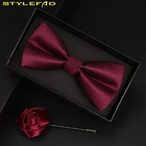 Wholesale wine red ties for sale - Group buy Neck Ties Korean Fashion Groom Wedding Suit Wine Red Brothers Groomsmen Group Black Butterfly Bow Tie Corsage Gift Set Blouse