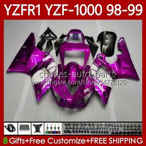 Motorrad-Karosserie für Yamaha YZF-R1 YZF1000 YZF Pink weiß R 1 1000 CC 98–01 Karosserien 82Nr