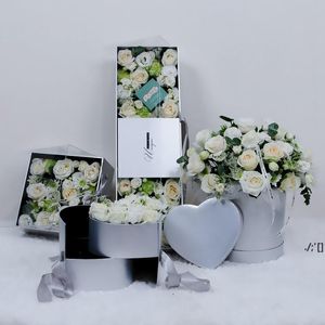 ハート型の二重層回転フラワーチョコレートギフトボックスDIYの結婚式のパーティーの装飾バレンタインデーの花包装ケースSea RRB12415