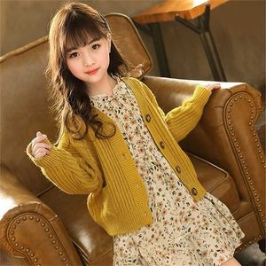 INS Baby Girls knit cardigan 3-11 years old kids sweater Single-breasted vertical striped crossover cardigan fashion 211106
