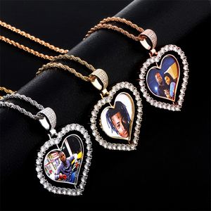 rotary 32mm peach heart 3pcs Custom Photo Men Women Personalized Jewelry Customized Any Picture Stainless Steel Rope Pendant Necklace